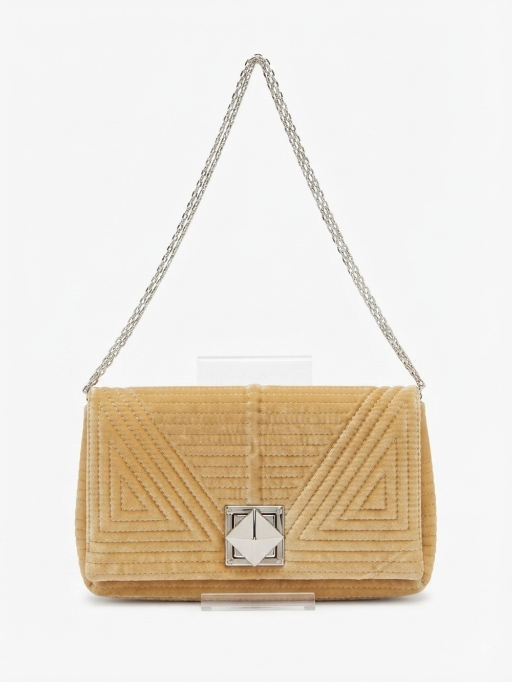 JEANNE LOTTIE Gold Quilted Satin Touch Chain Chain Strap Mini Bag